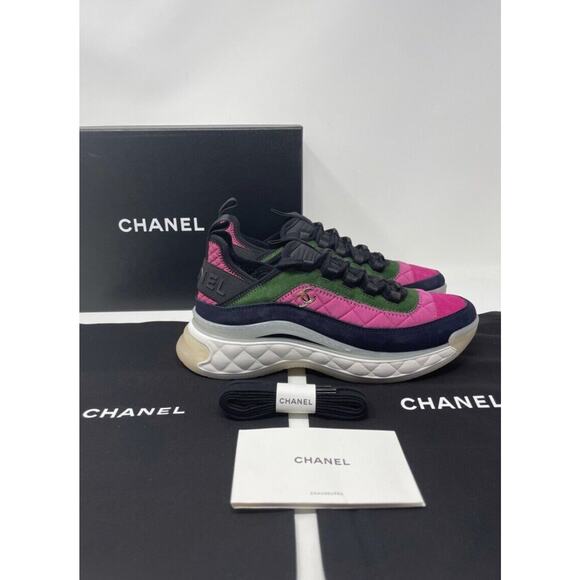 Chanel 21K Sneakers Pink, Green, Dark Pink NIB Size 37.5 - Picture 2 of 8